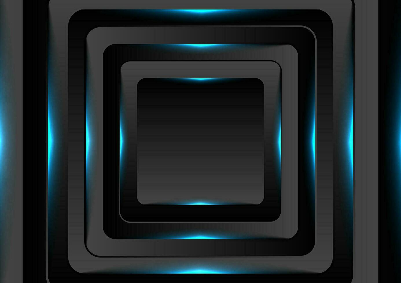 Black squares with blue neon light background vector