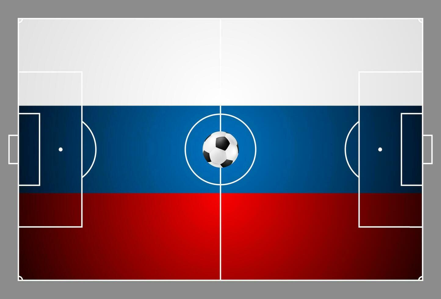 Bright soccer background with ball. Russian colors football field vector