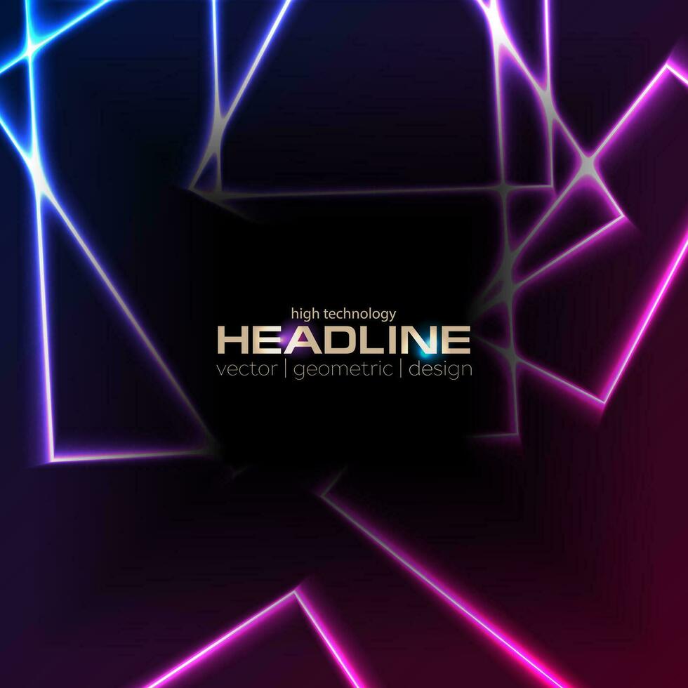 Bright blue purple neon laser lines abstract background vector