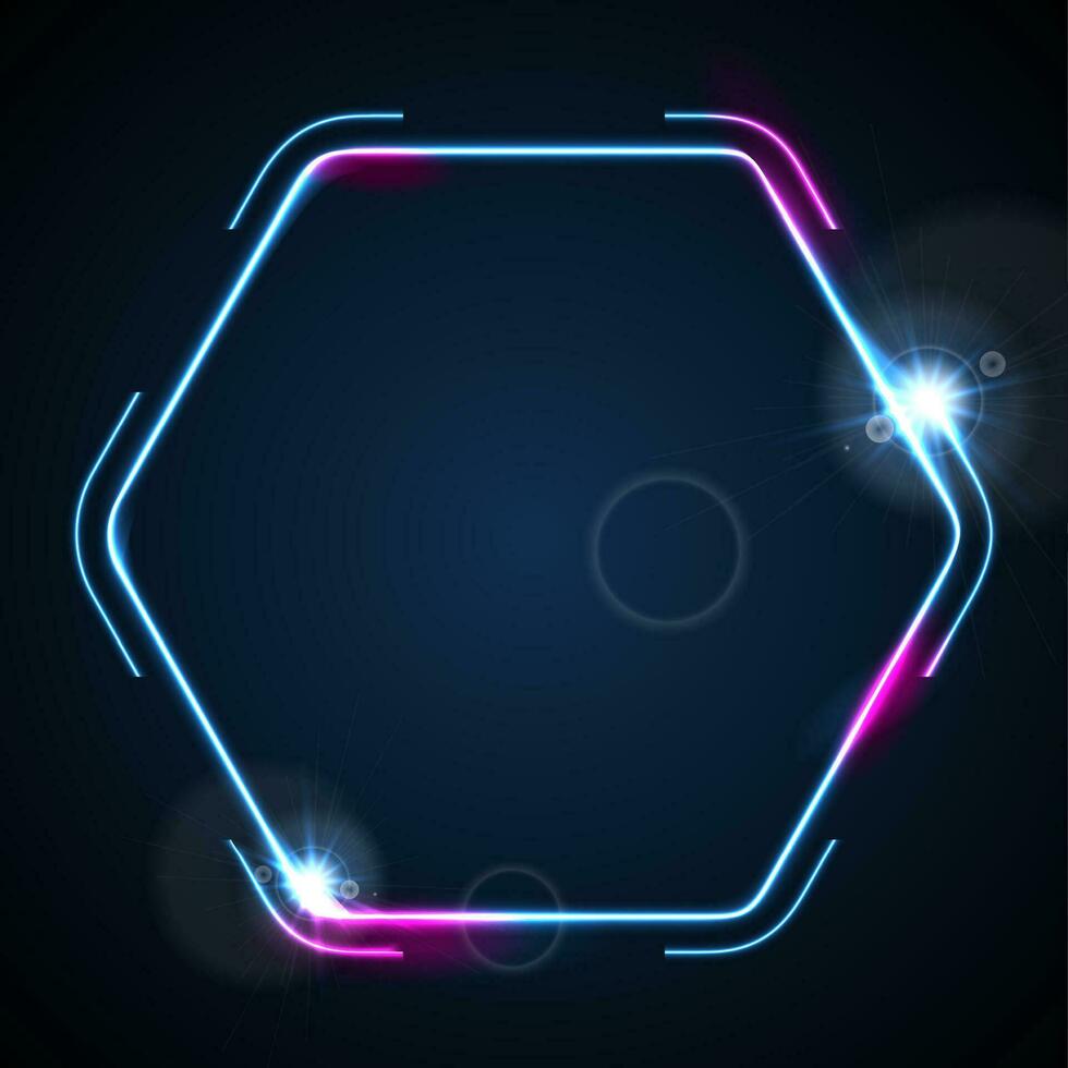 Retro neon 80s shiny hexagon abstract background vector