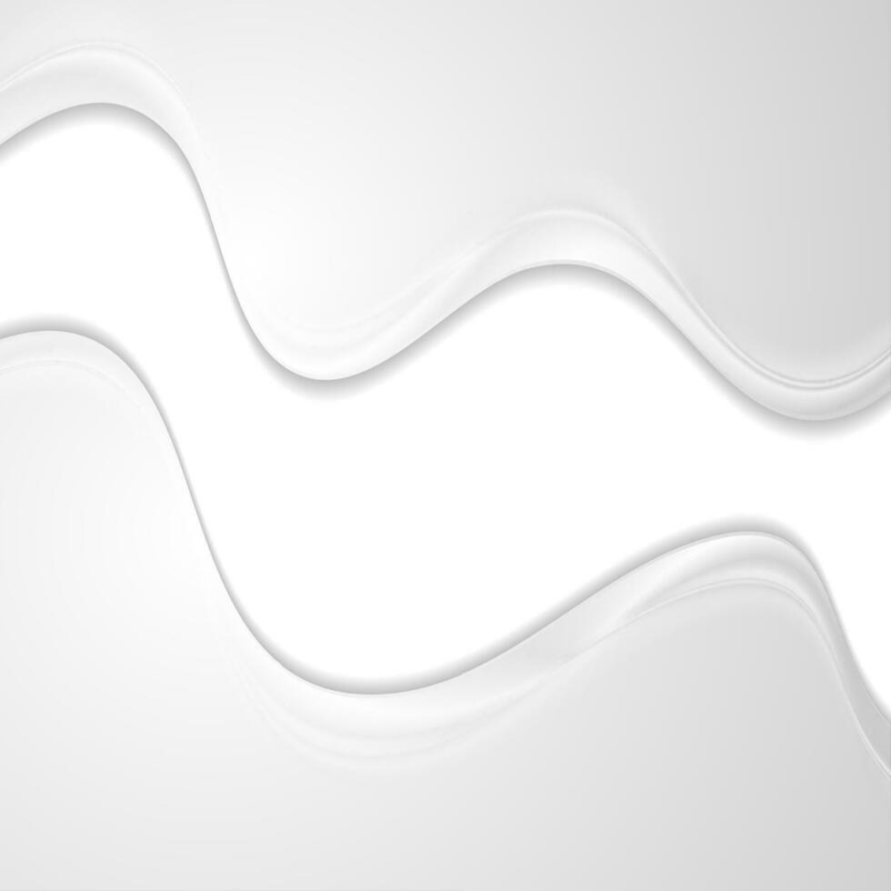 Abstract white background with grey waves vector