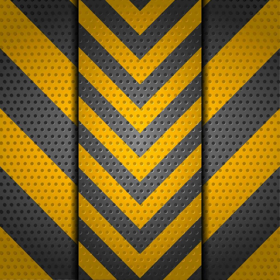 Metallic perforated danger sign background vector