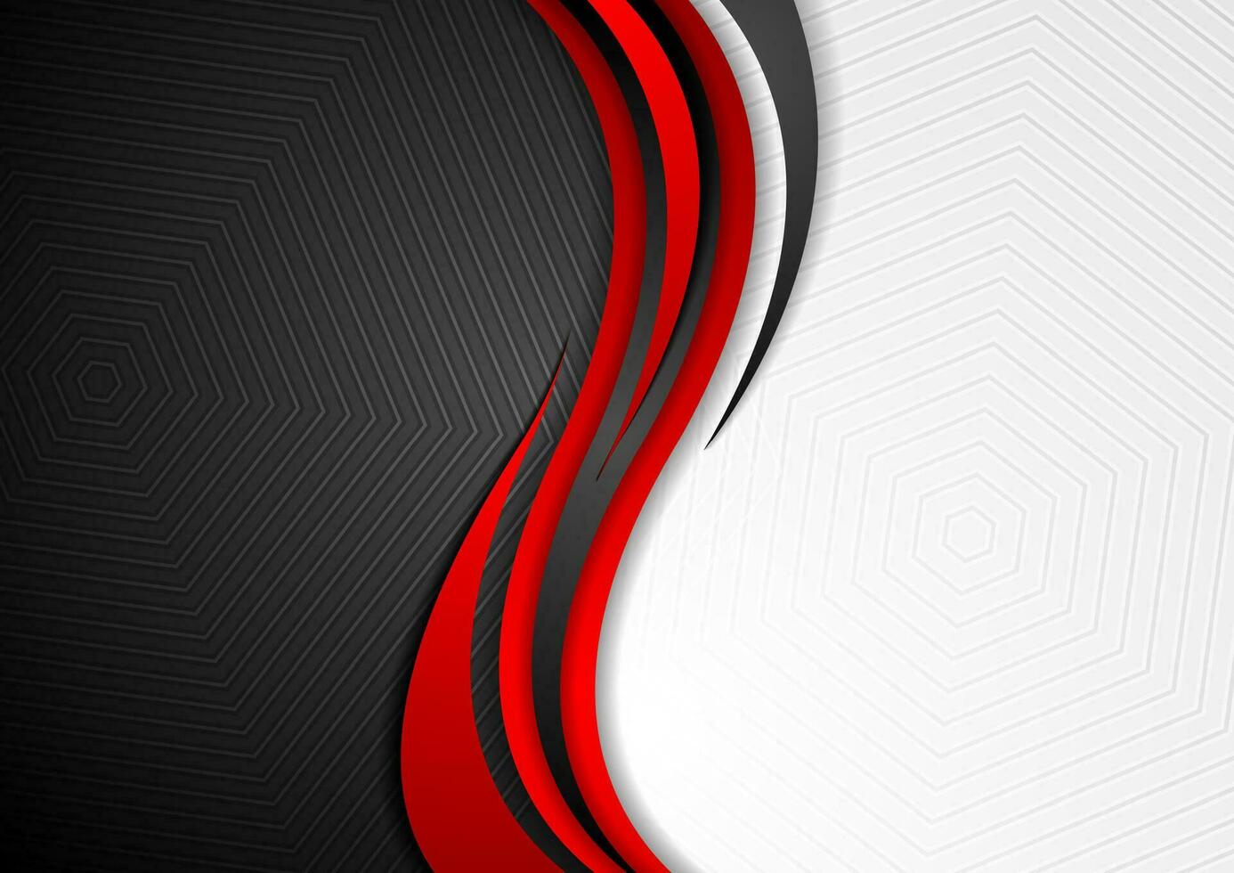 Abstract red black grey wavy tech background vector