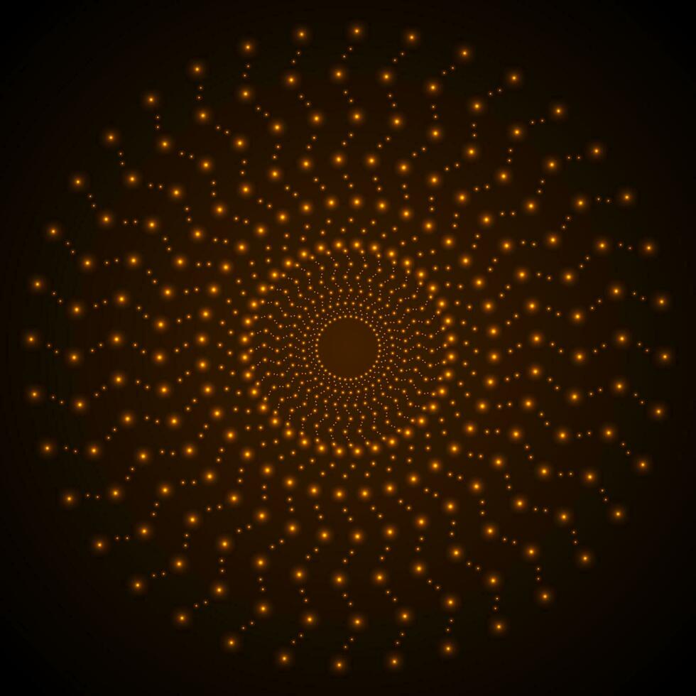 Dark orange shiny glowing lights background vector