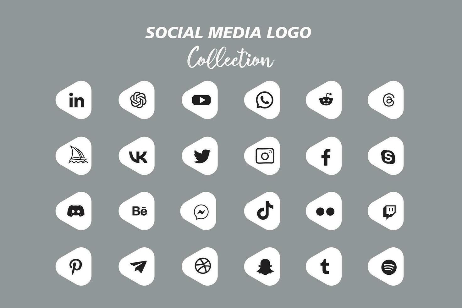 popular social red logo icono colección vector