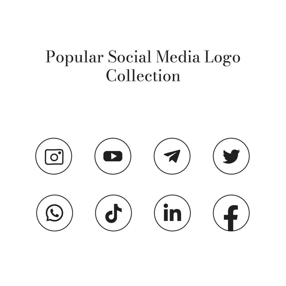 popular social red logo icono colección vector