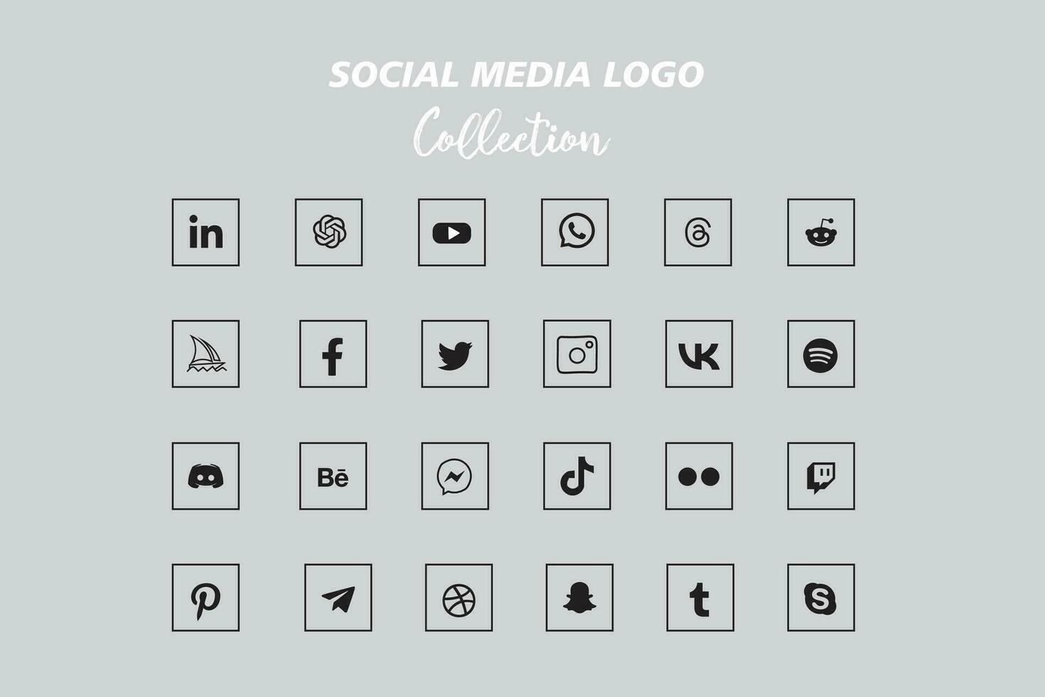 popular social red logo icono colección vector