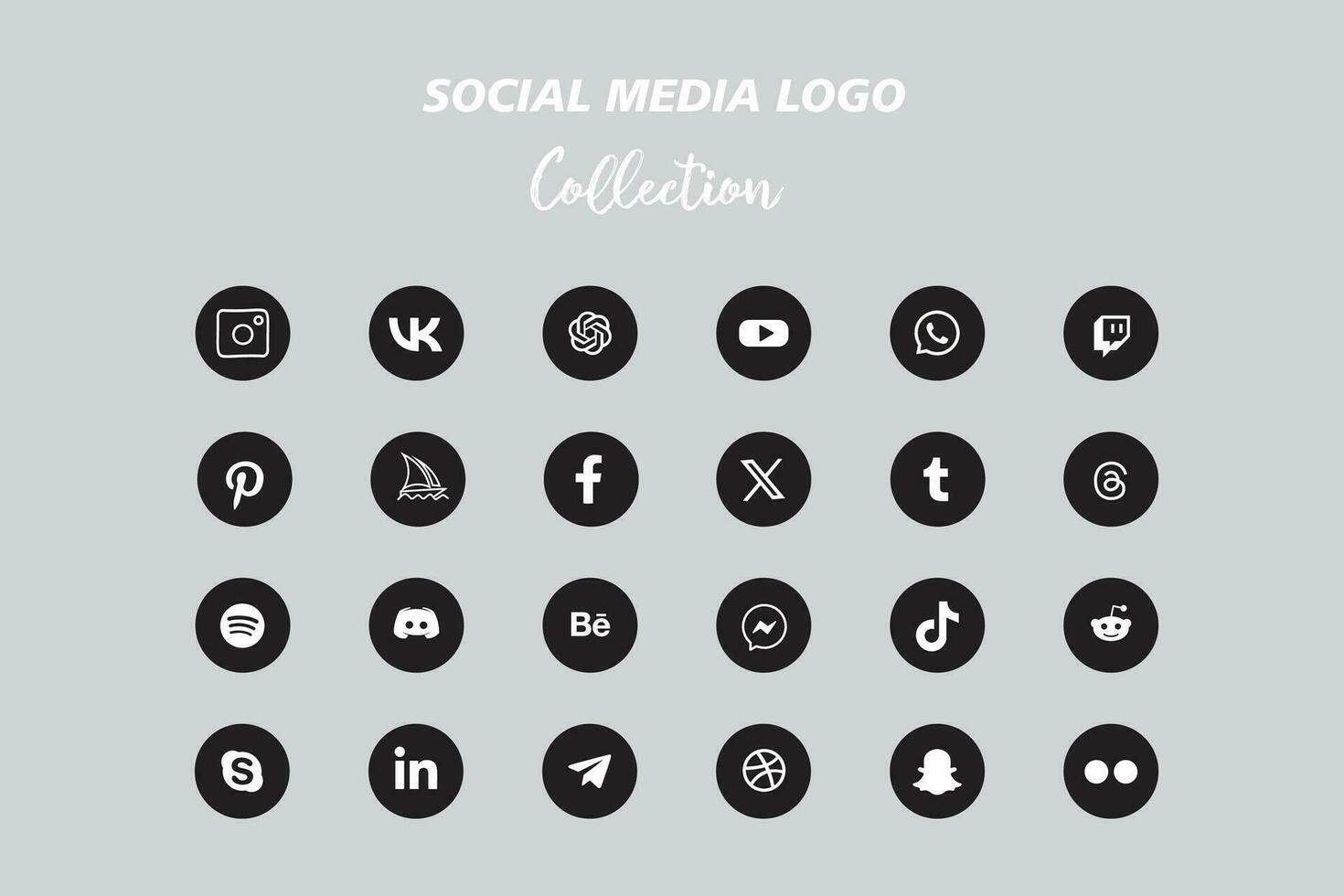 popular social red logo icono colección vector