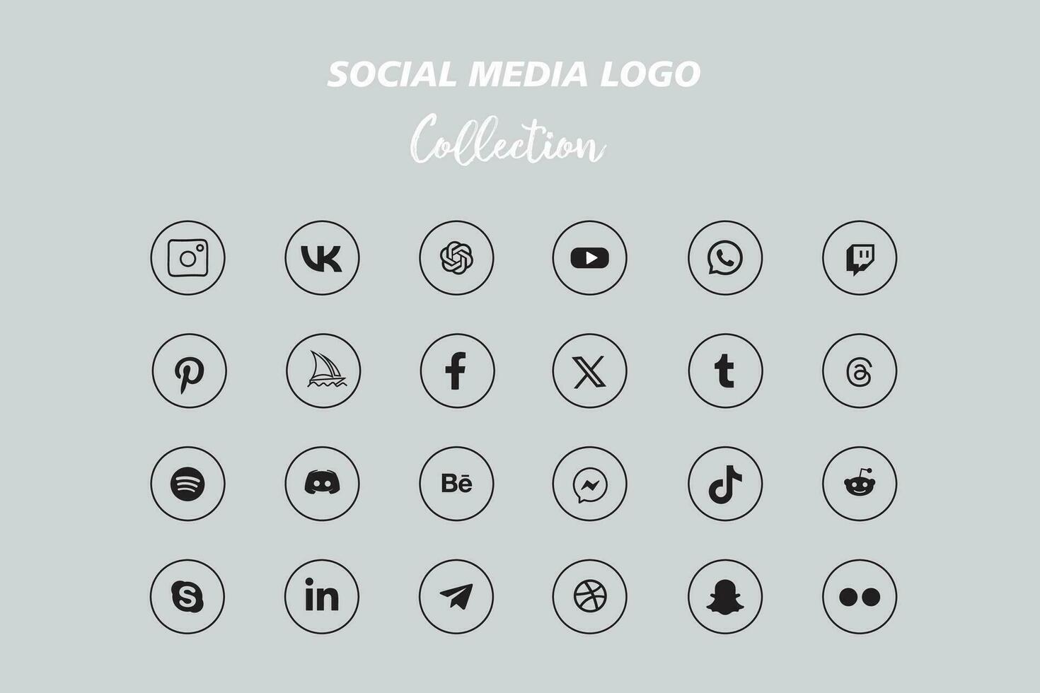 popular social red logo icono colección vector