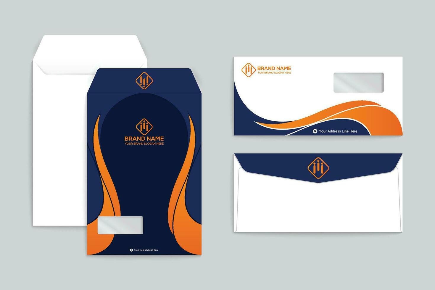 Orange shape envelope design vector