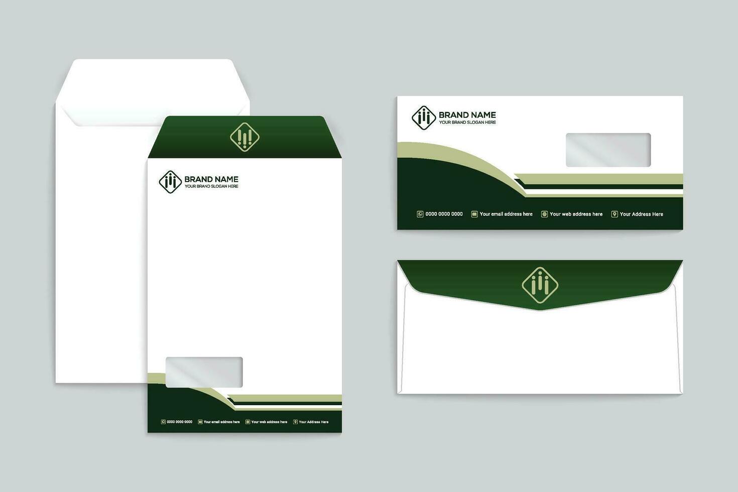 Corporate   green color envelope design vector