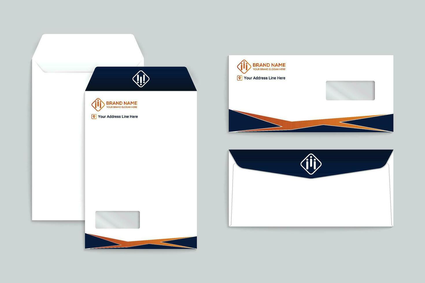 orange  and black color envelope design vector