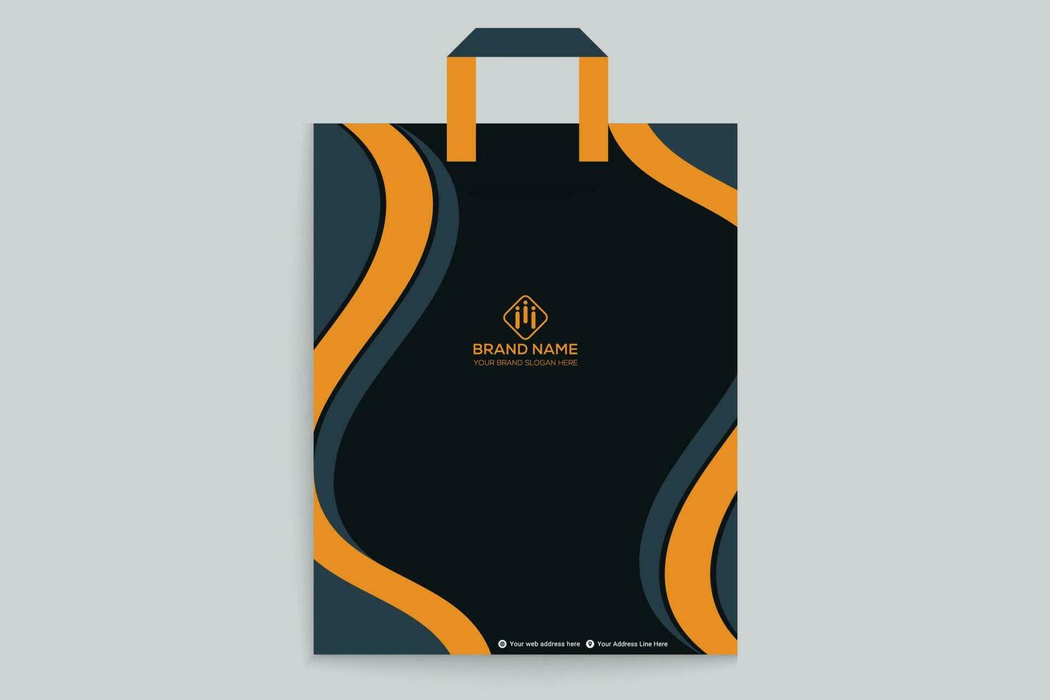 naranja y negro color compras bolso diseño vector