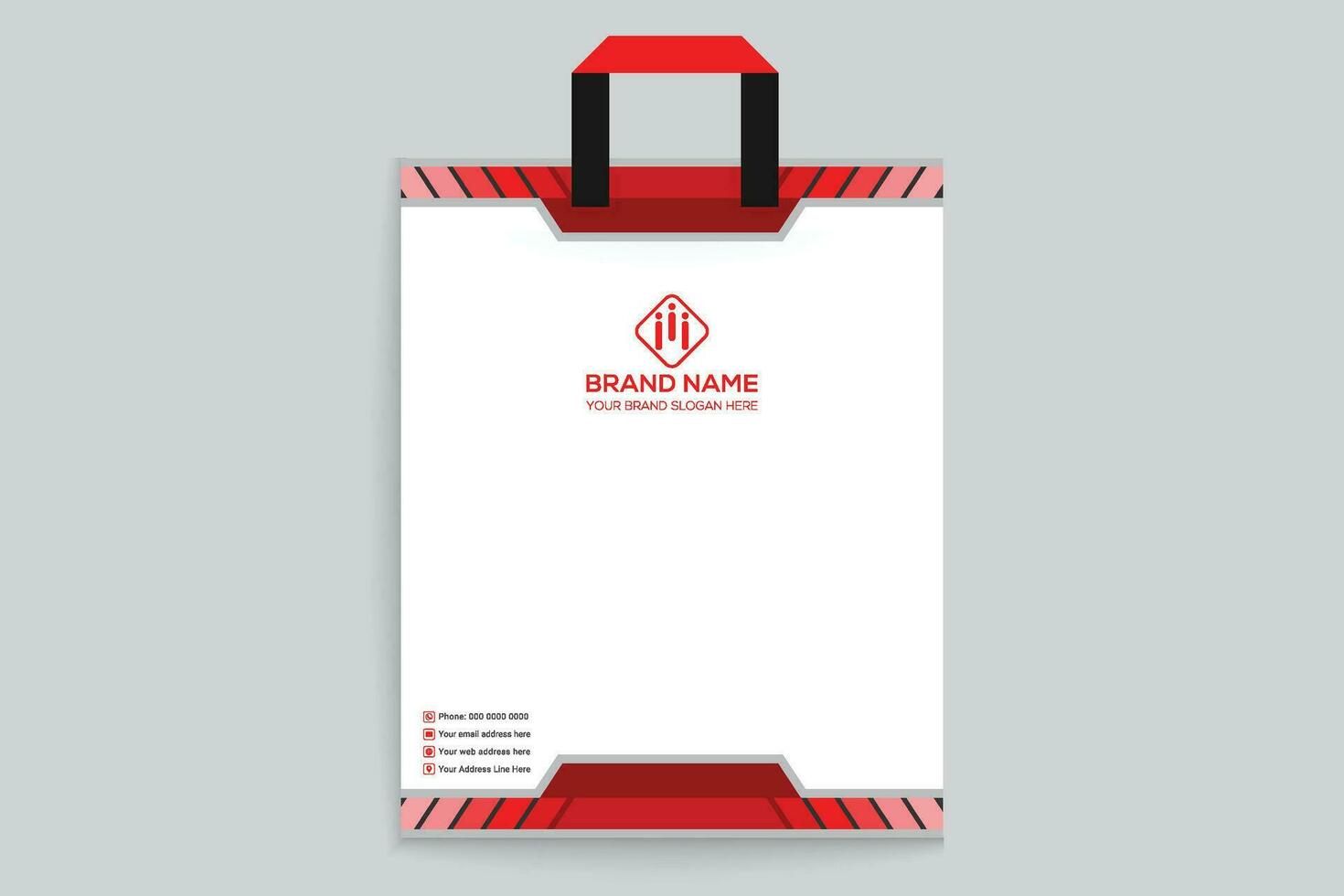 Red and black color shopping bag design vector