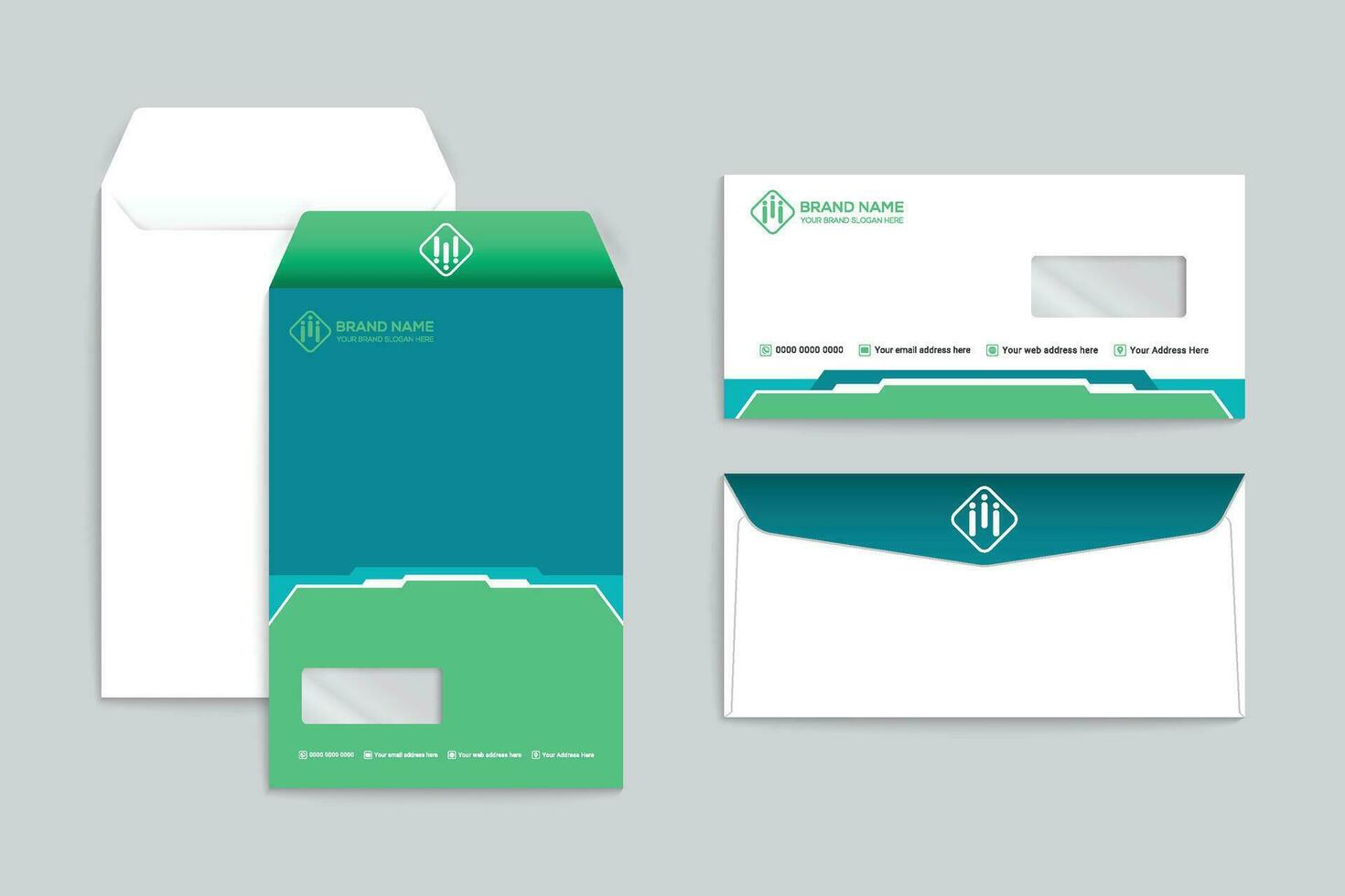 Corporate  green color envelope design vector