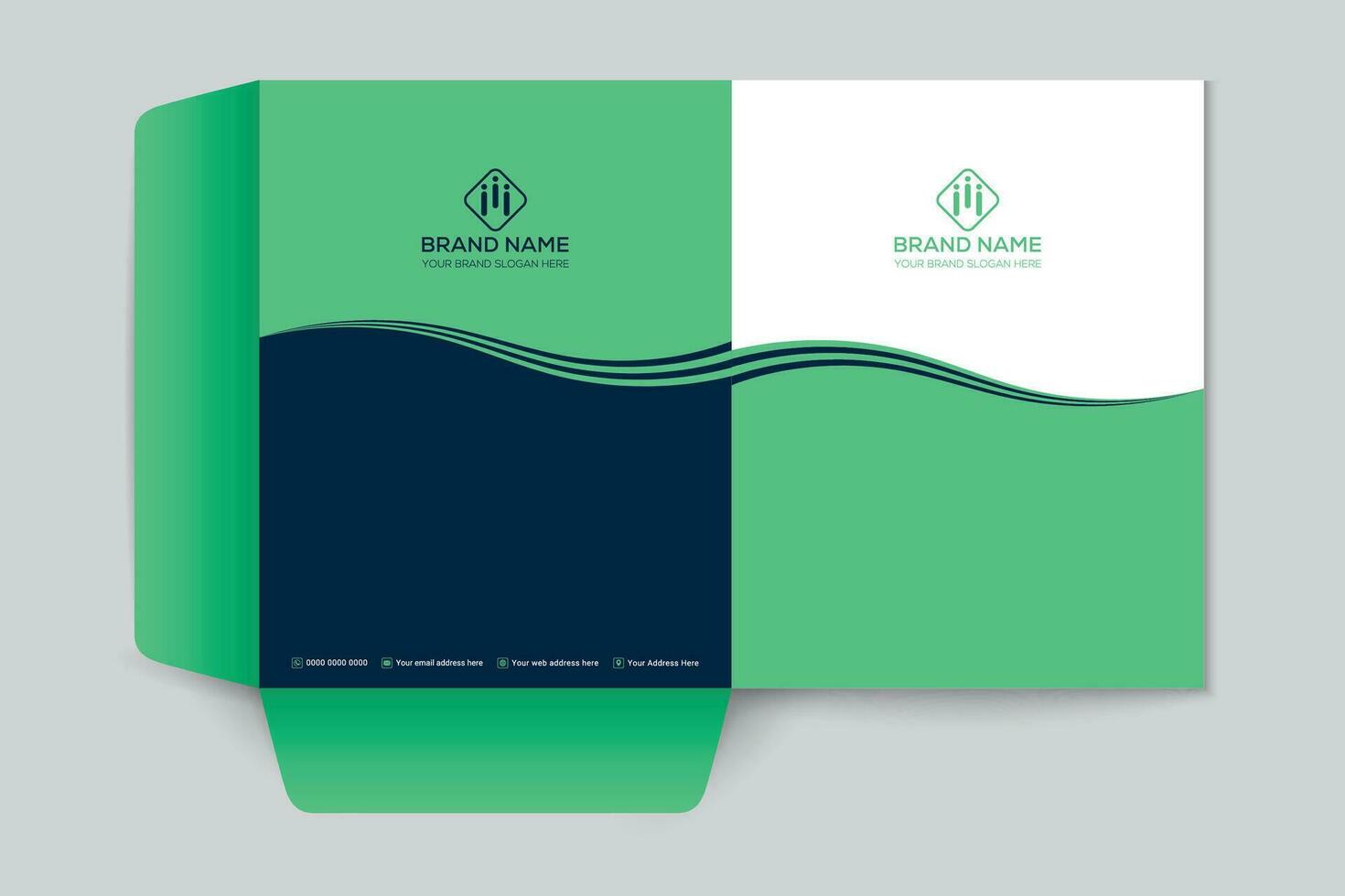 Corporate  green color presentation folder design vector