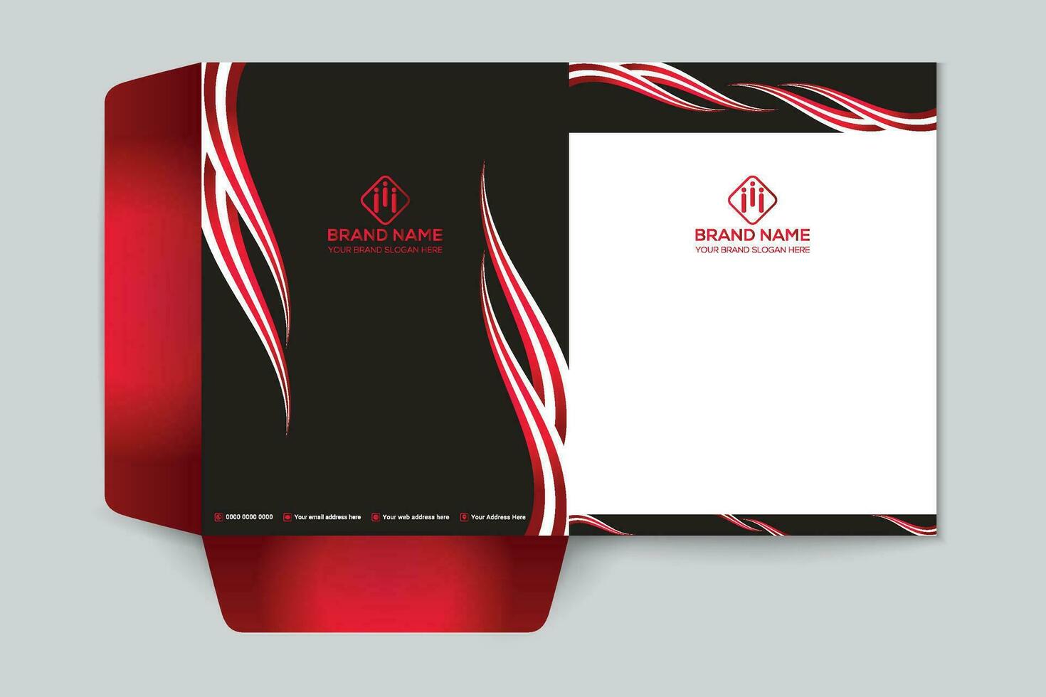 Red and black color presentation folder design vector