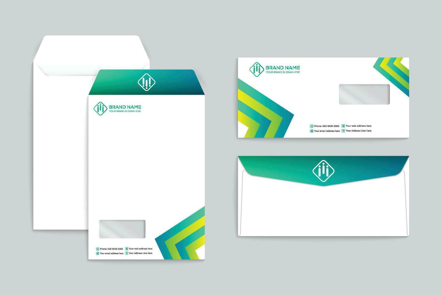 Corporate   green color envelope design vector