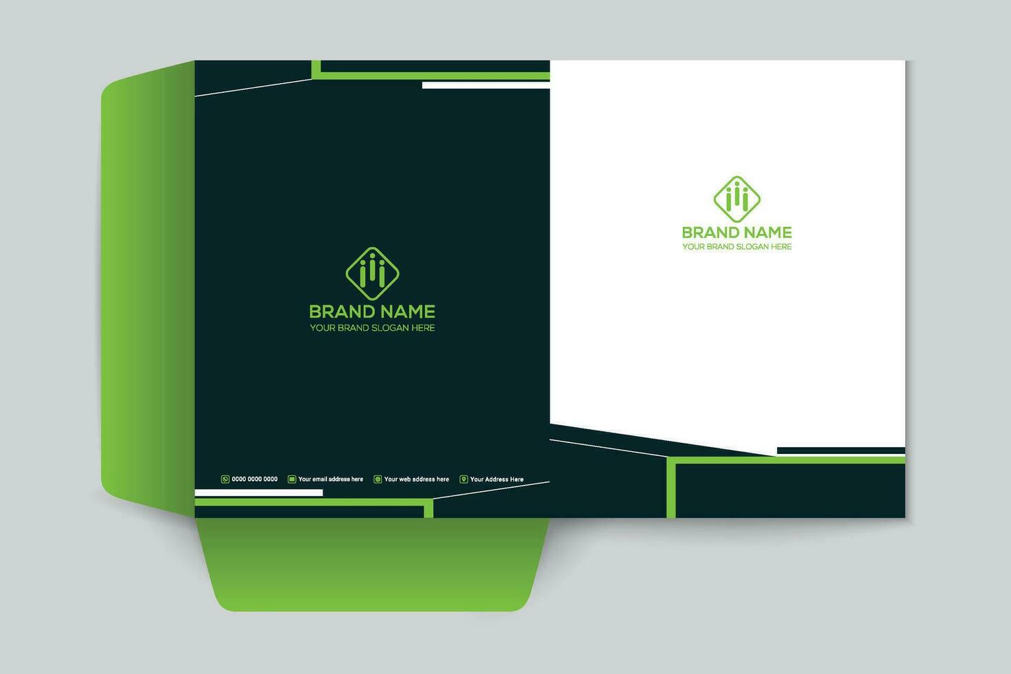 Corporate  green color presentation folder design vector