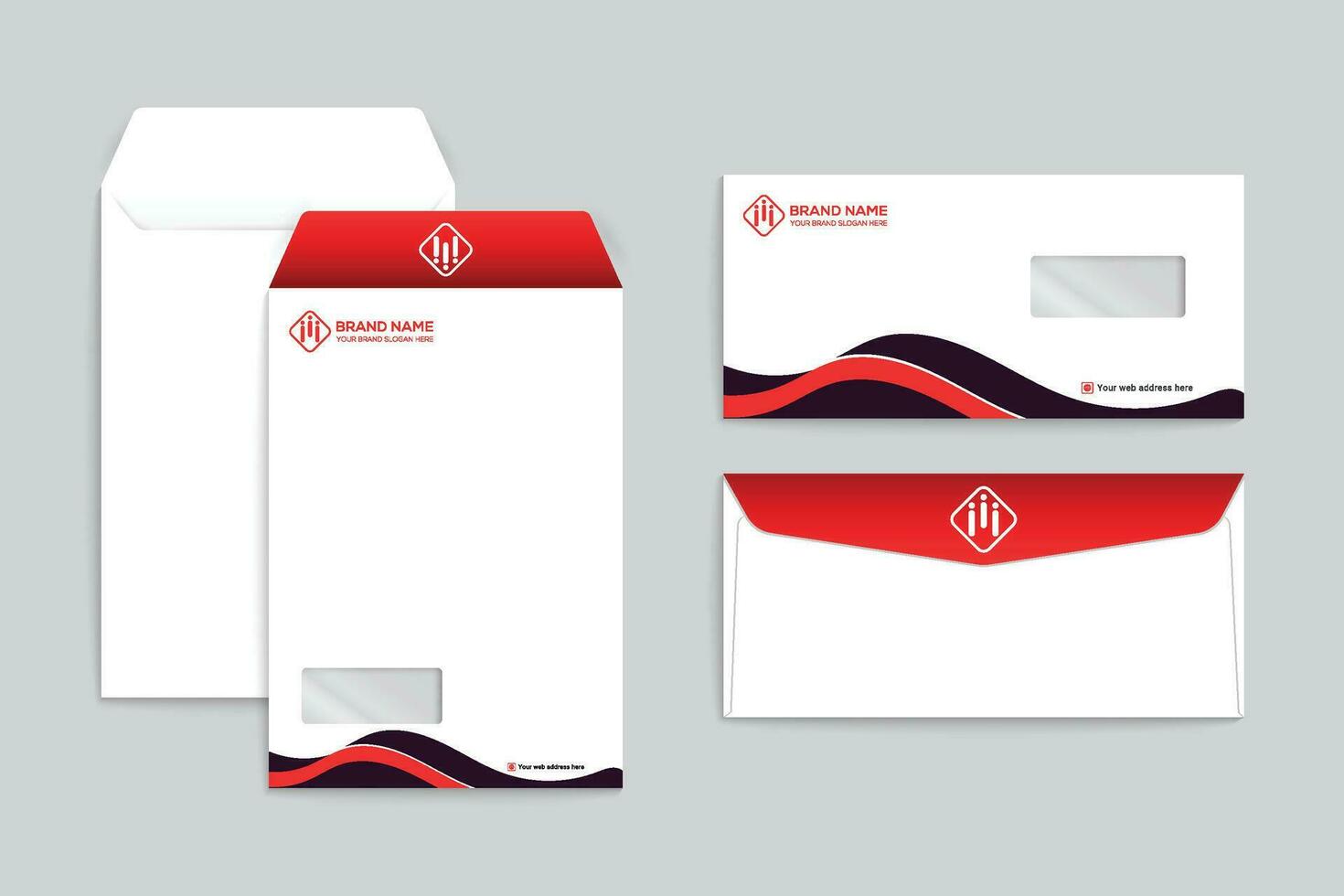 Red and black color envelope design vector
