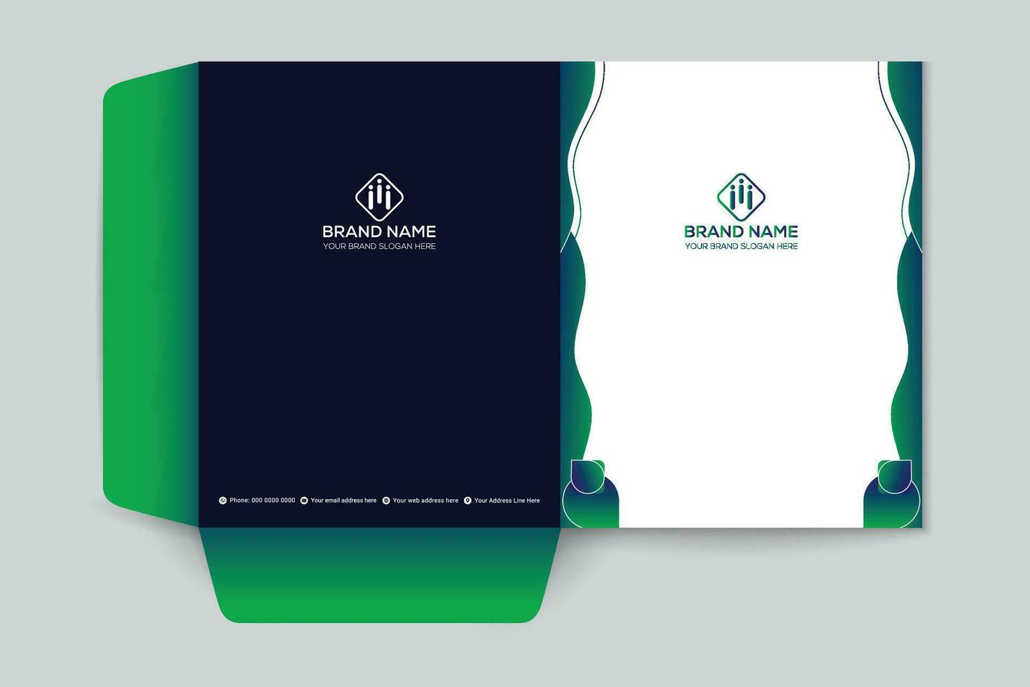 green  and black color presentation folder design vector
