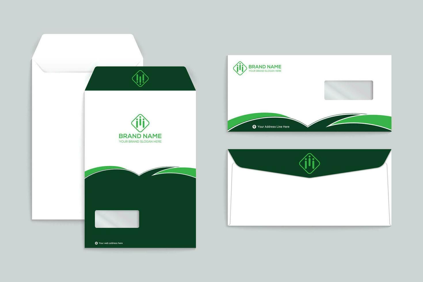 Corporate  green color envelope design vector