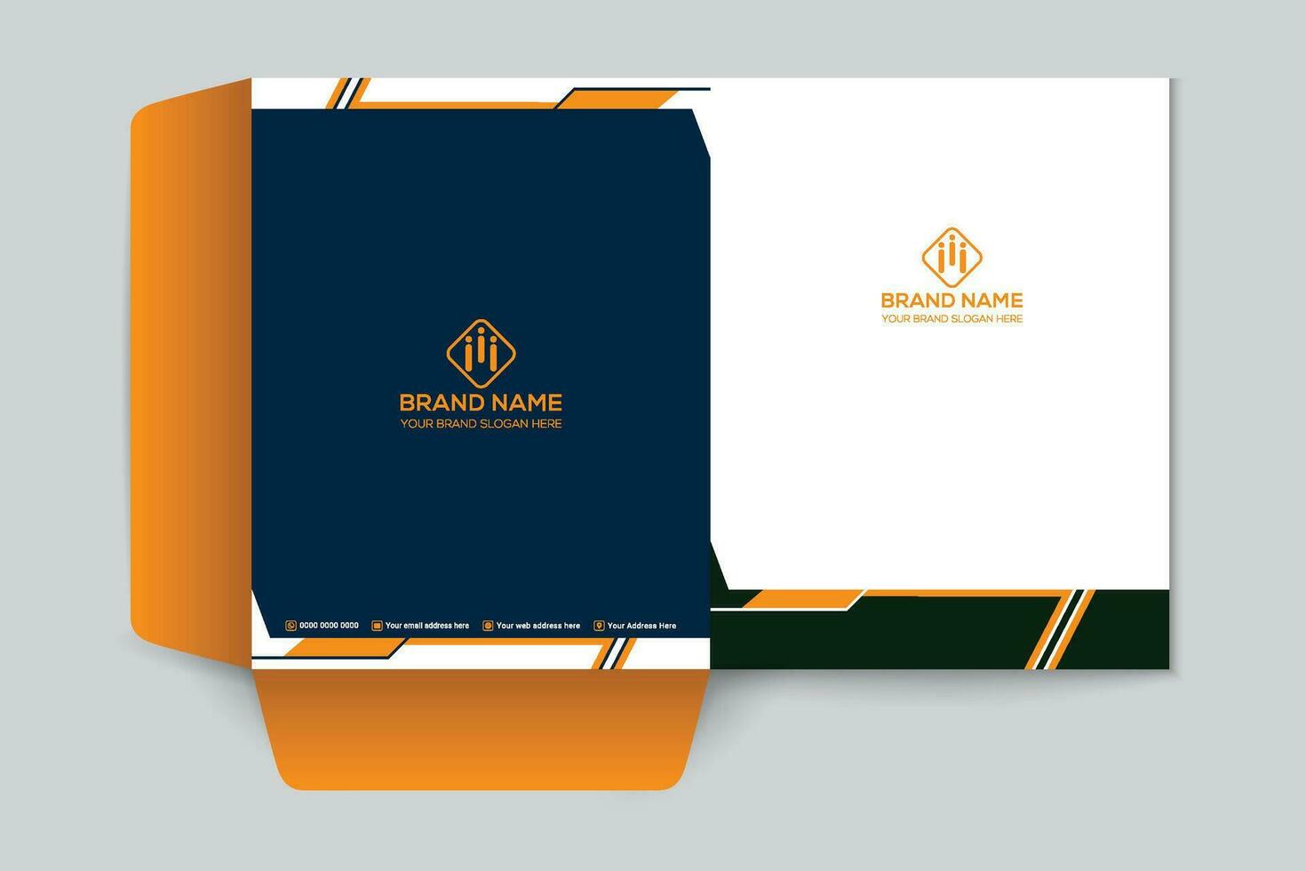 orange  and black color presentation folder design vector