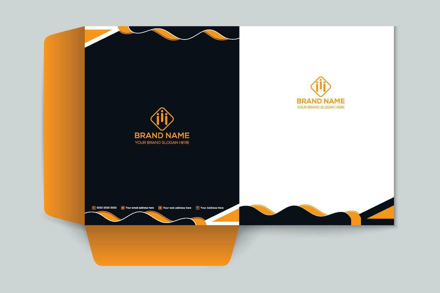 orange  and black color presentation folder design vector