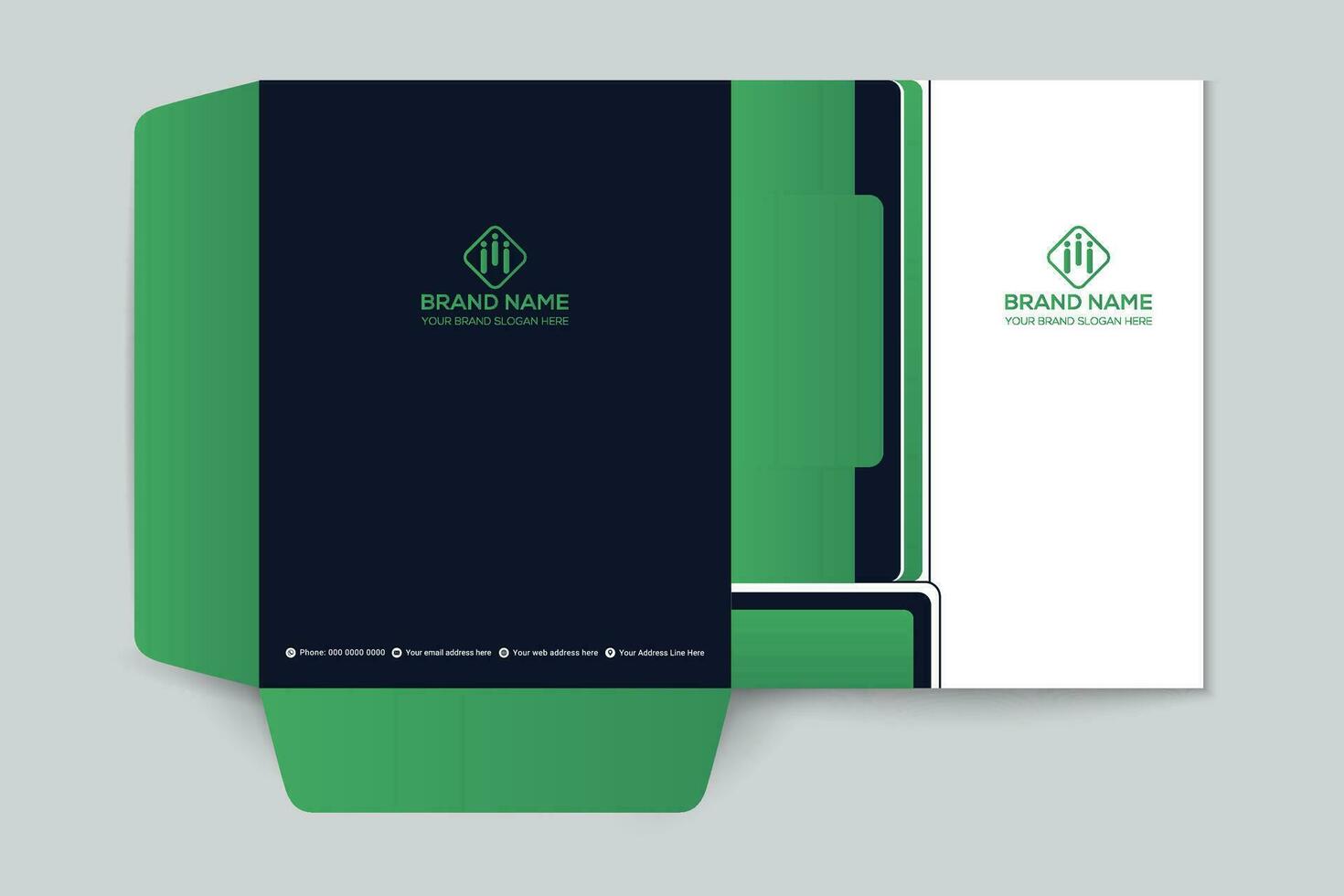 Corporate  green color presentation folder design vector