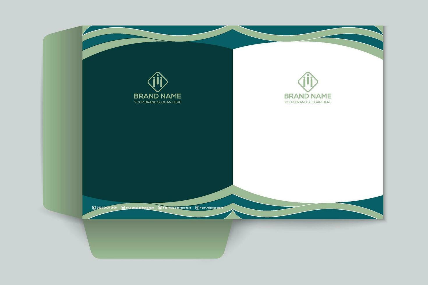 Corporate  green color presentation folder design vector