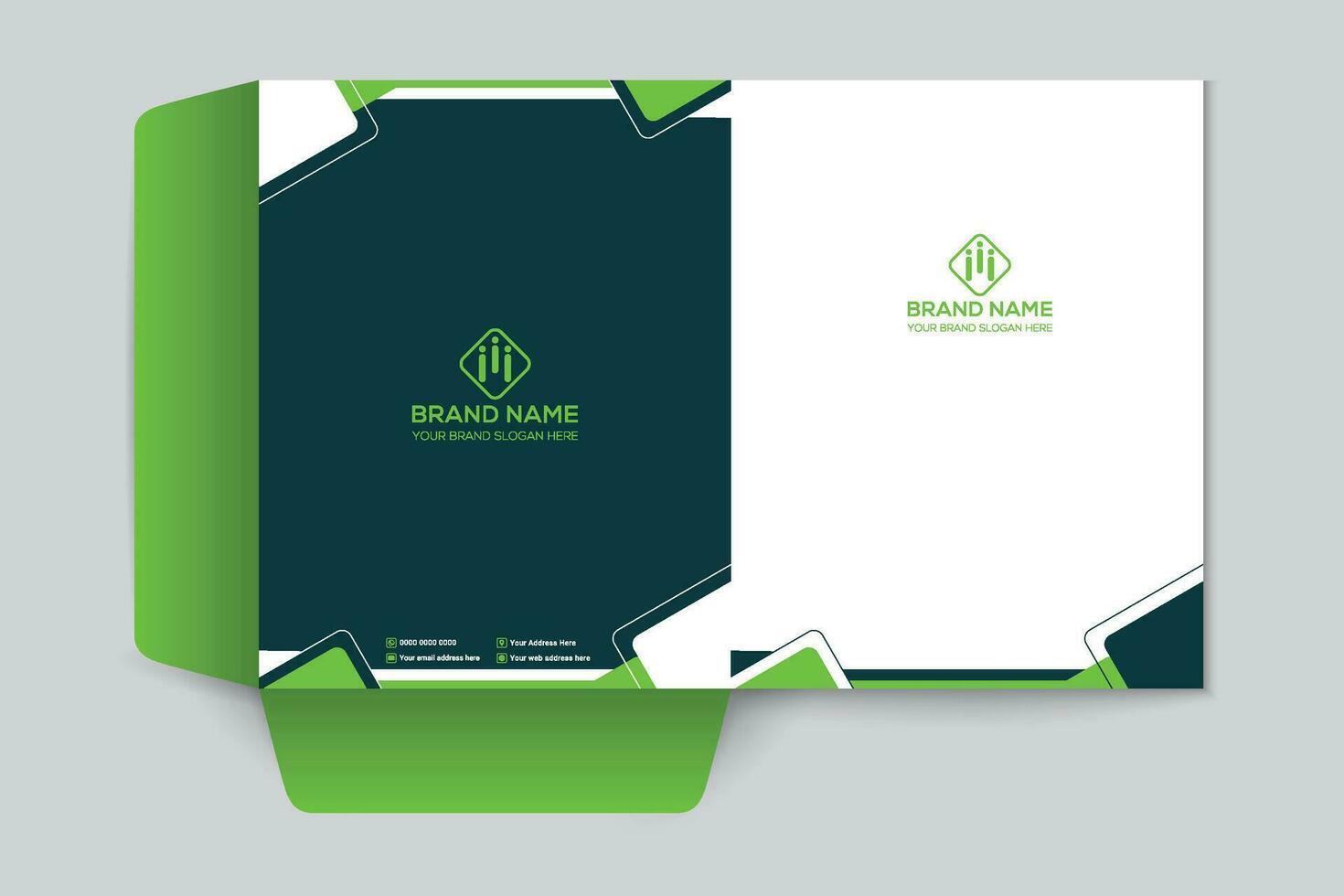 corporativo verde color presentación carpeta diseño vector