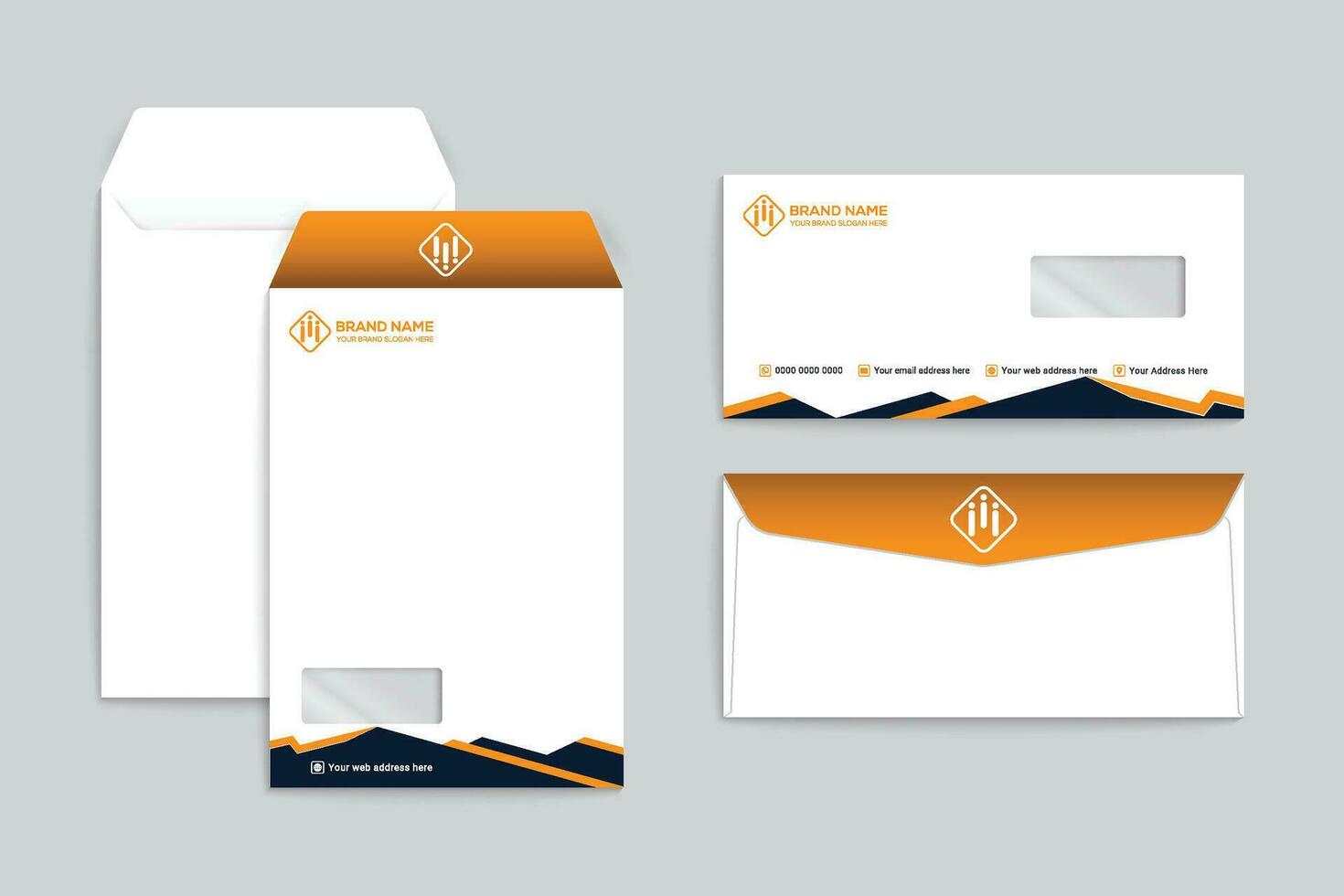 orange  and black color envelope design vector