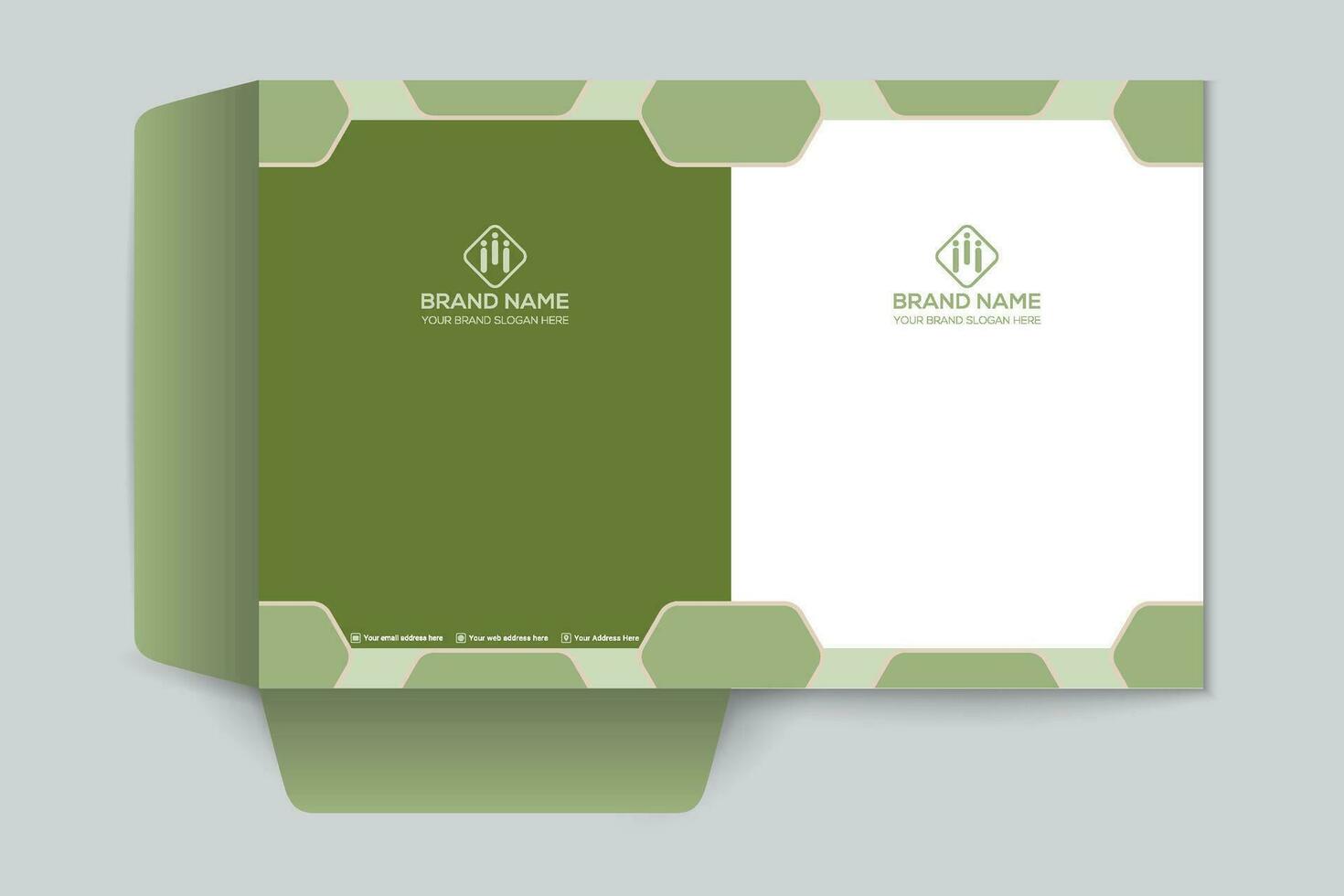Corporate  green color presentation folder design vector
