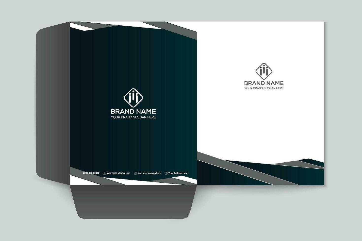 Black shape presentation folder design vector