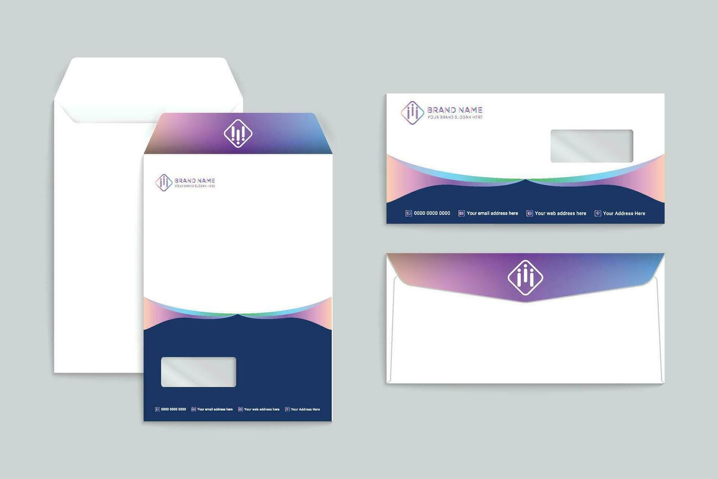 Gradient color  envelope template vector