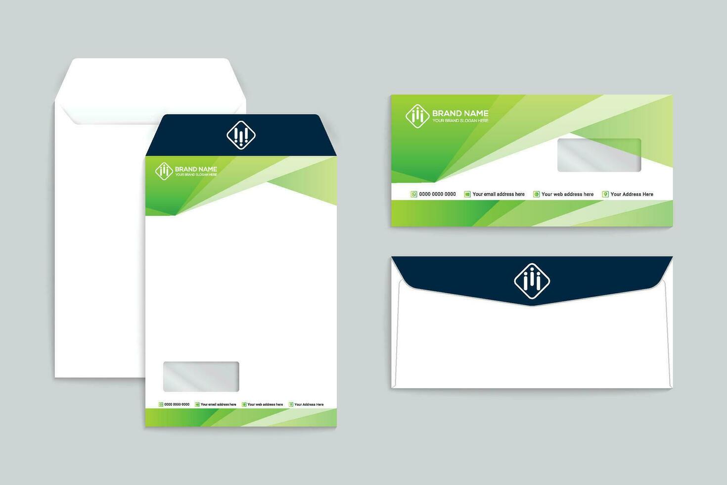 Corporate   green color envelope design vector