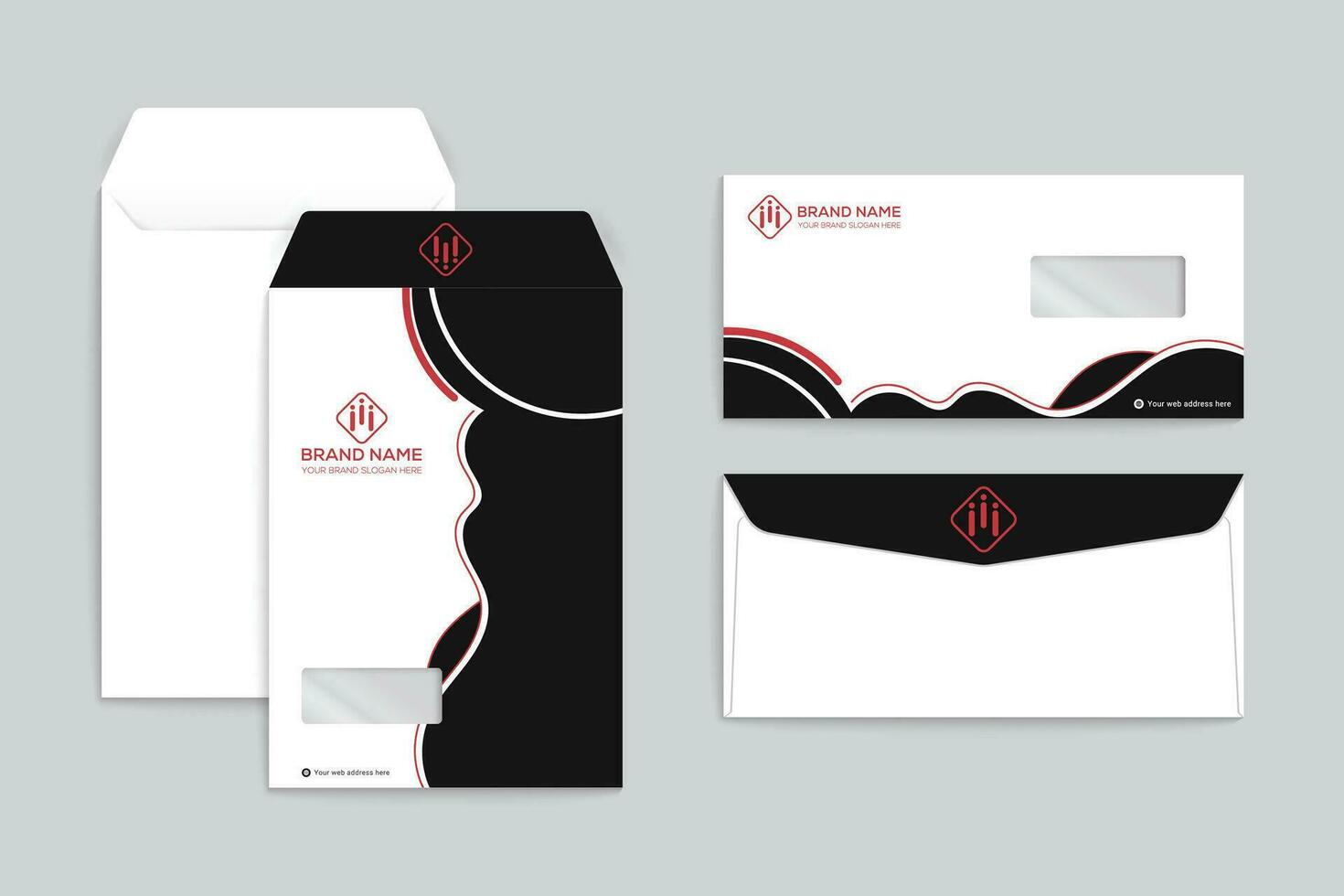 Black shape envelope design vector