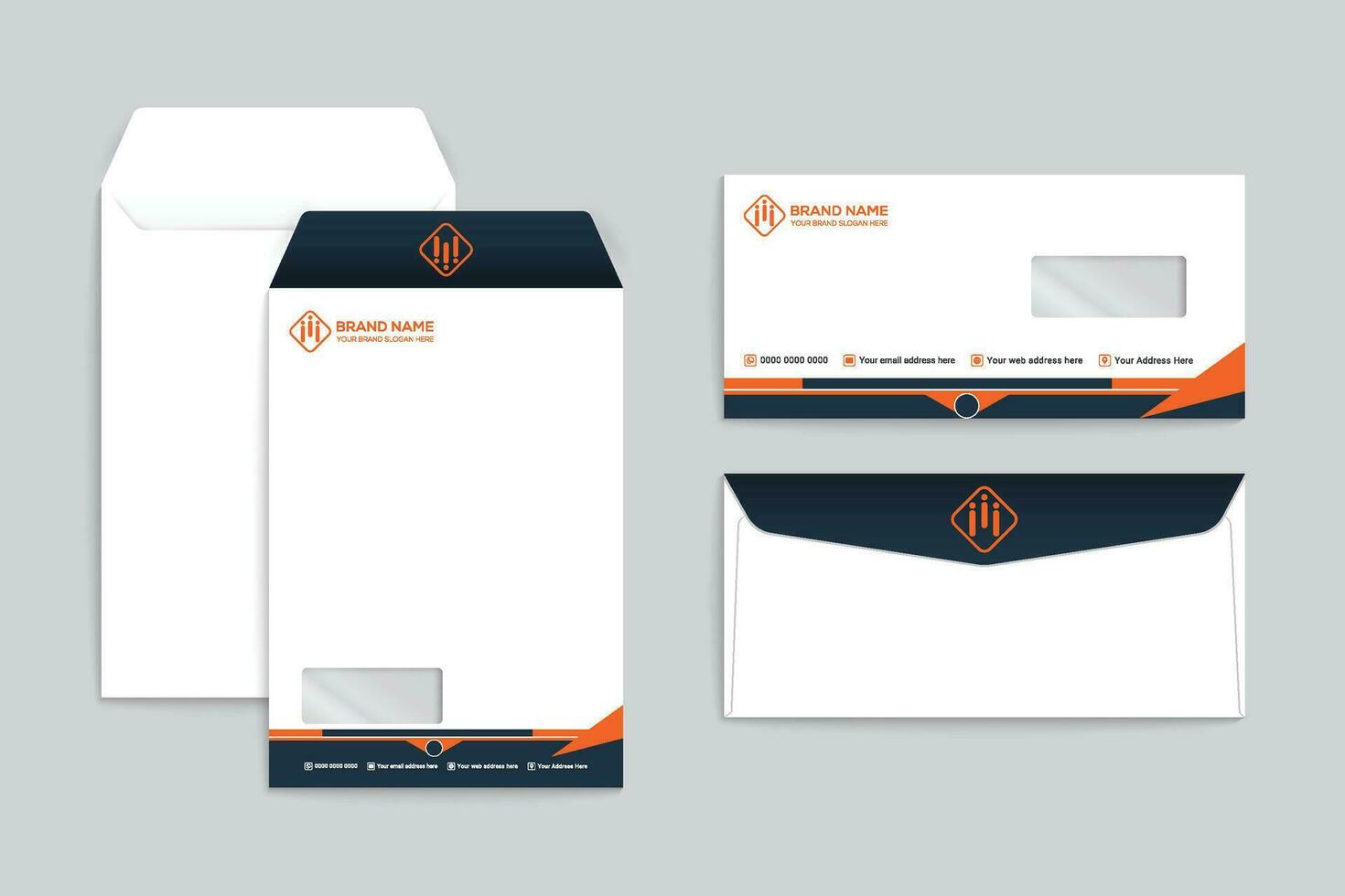 orange  and black color envelope design vector