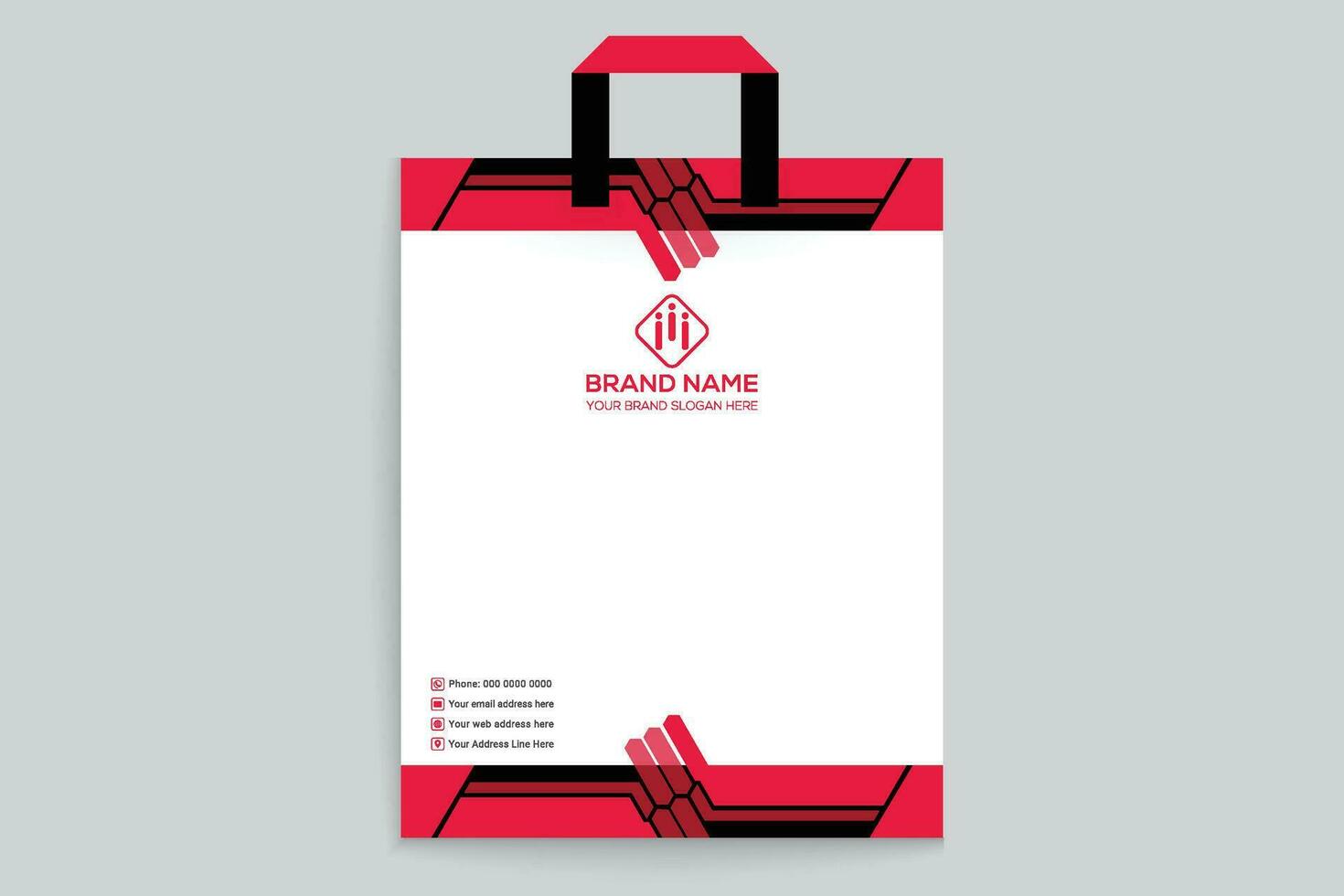 Red and black color shopping bag design vector