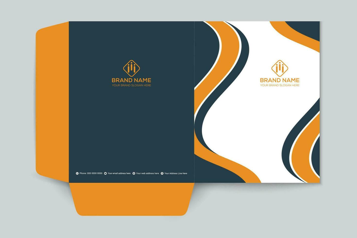 orange  and black color presentation folder design vector