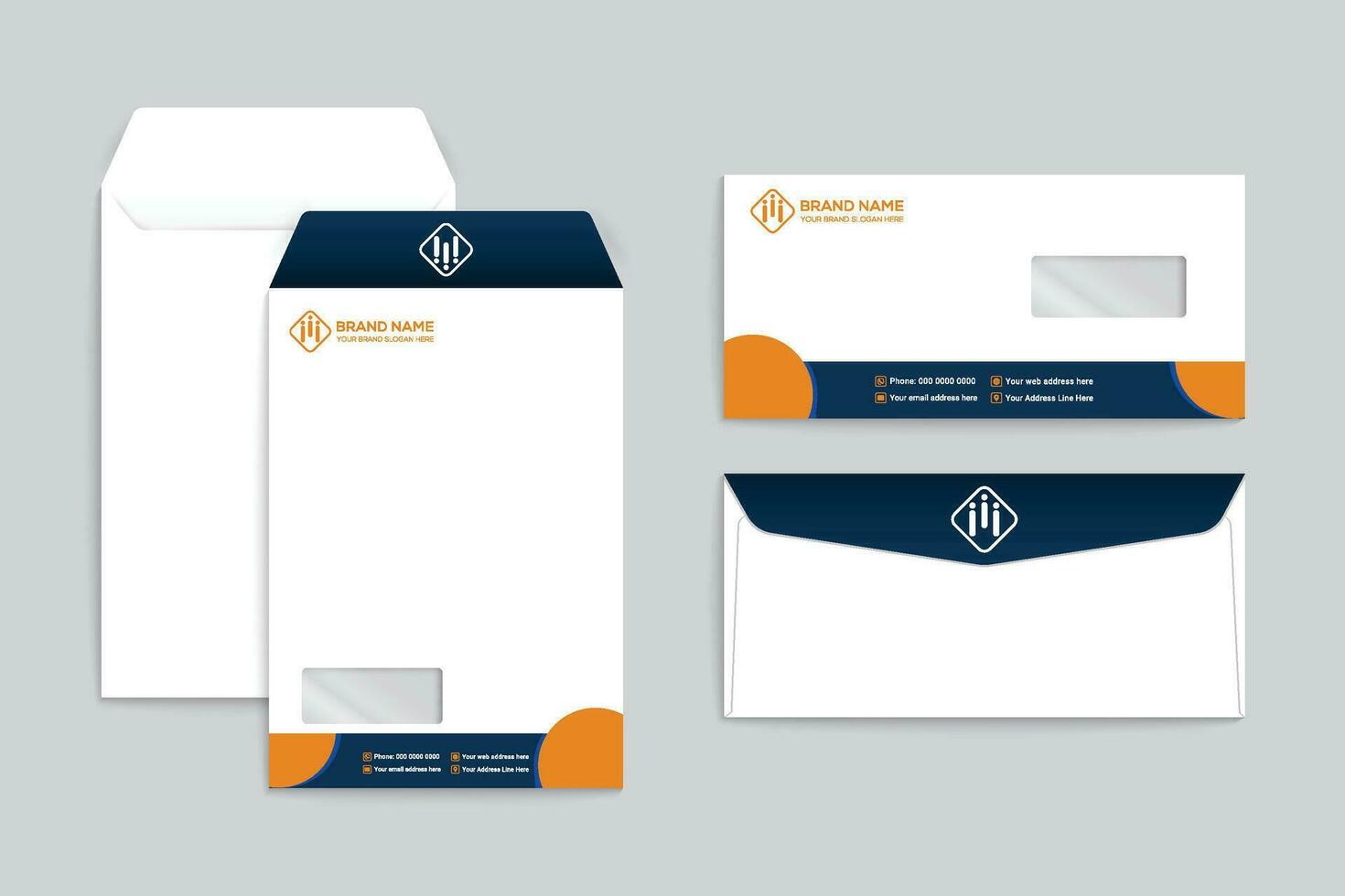 orange  and black color envelope design vector