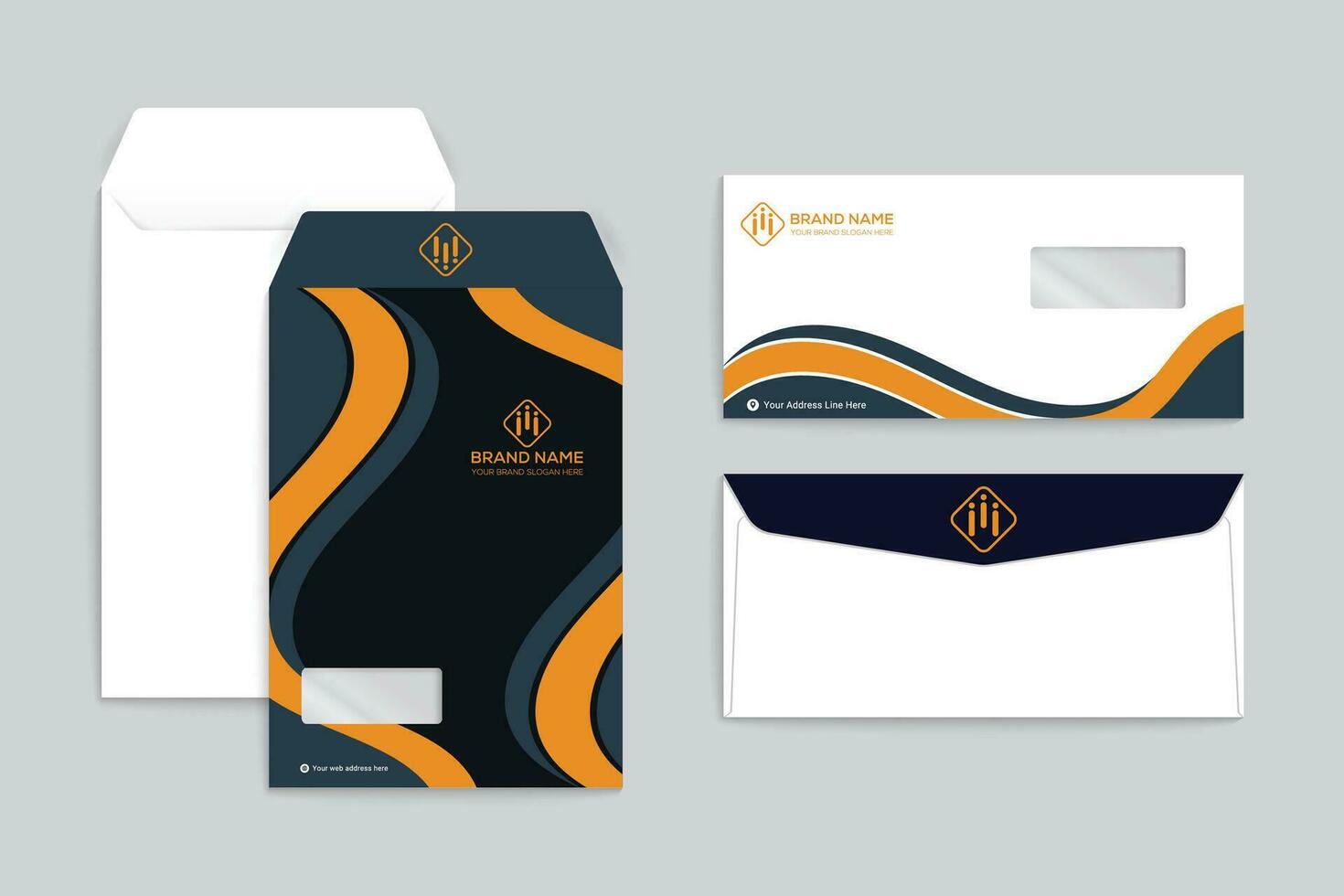 orange  and black color envelope design vector