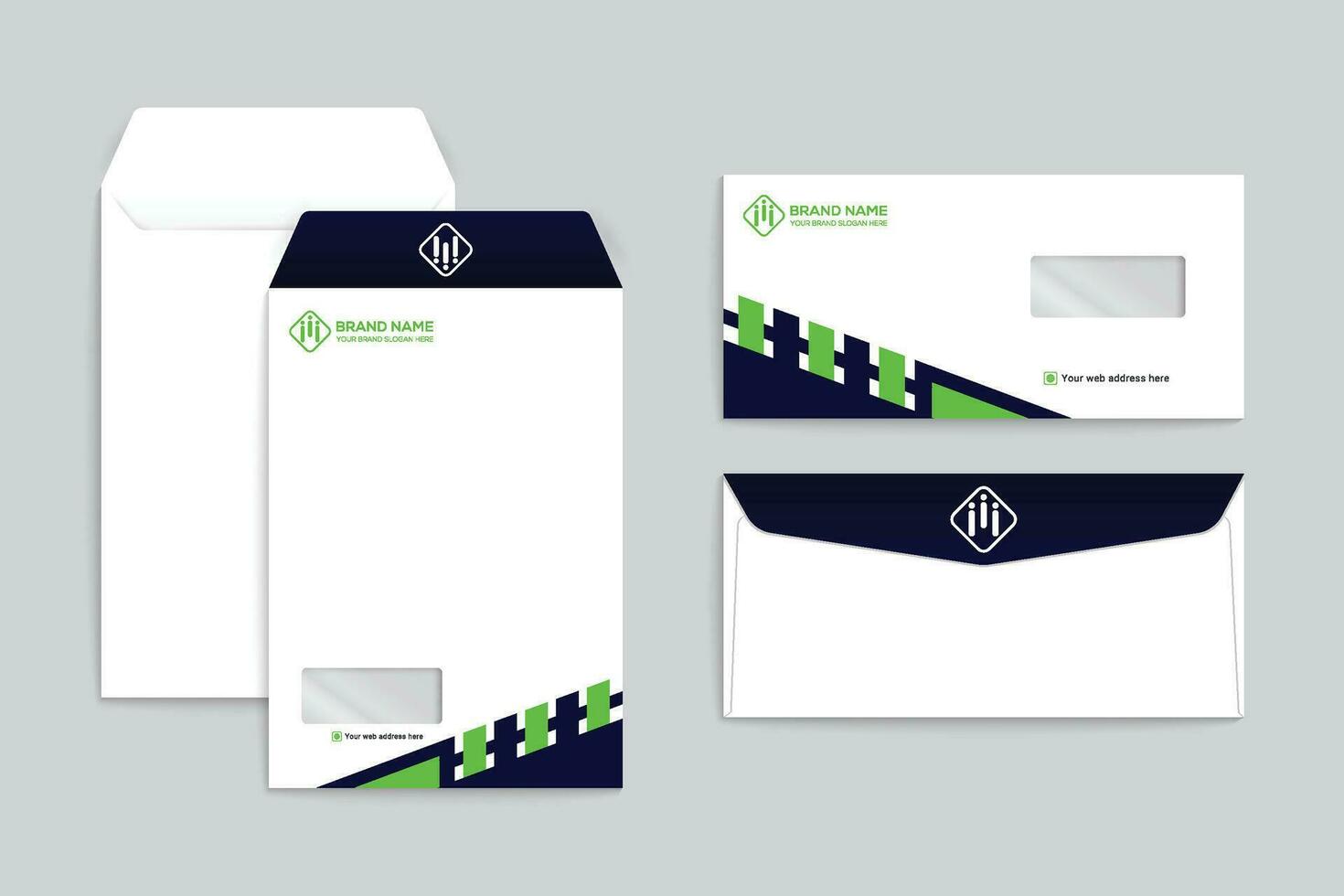 green  and black color envelope design vector