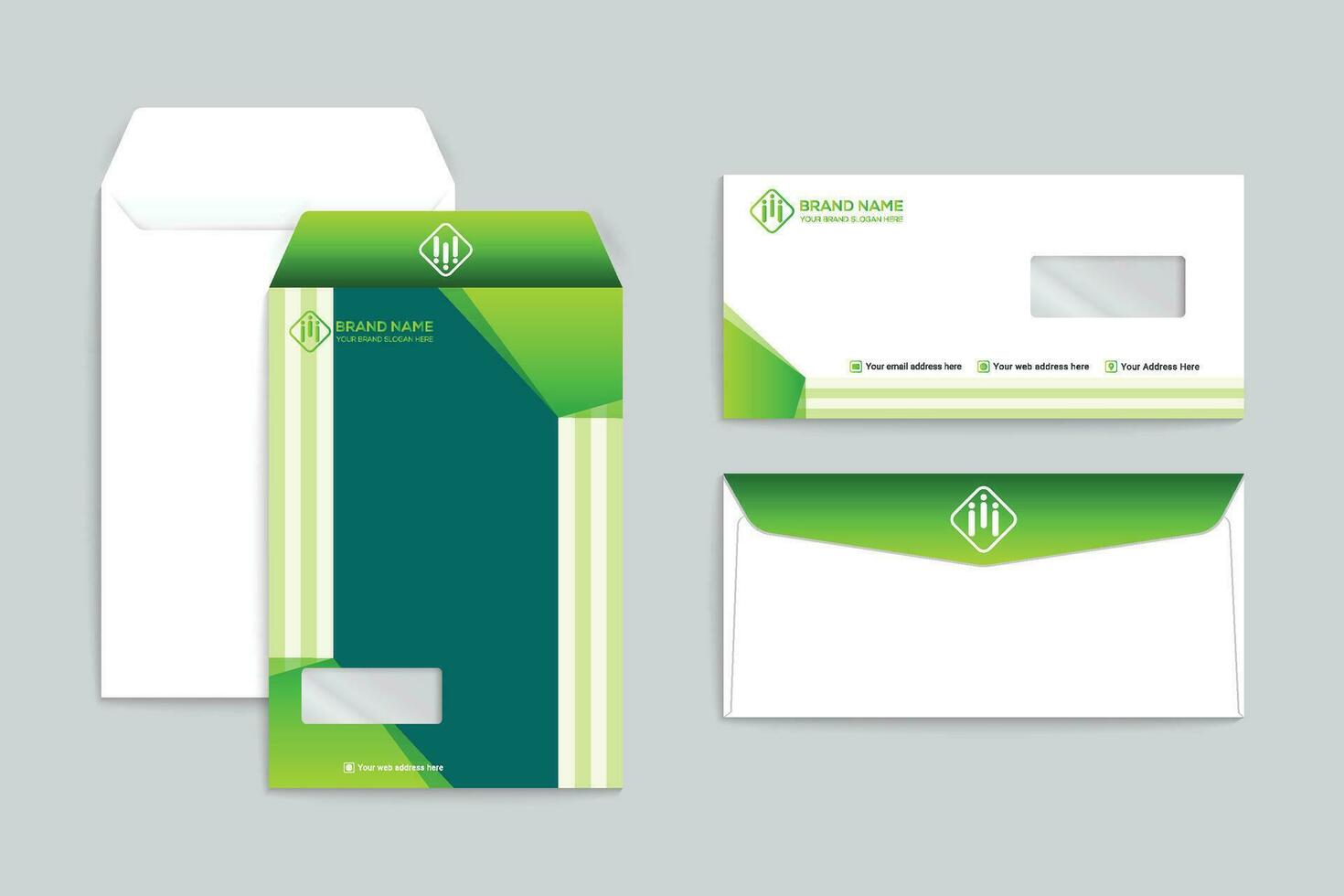 Corporate  green color envelope design vector