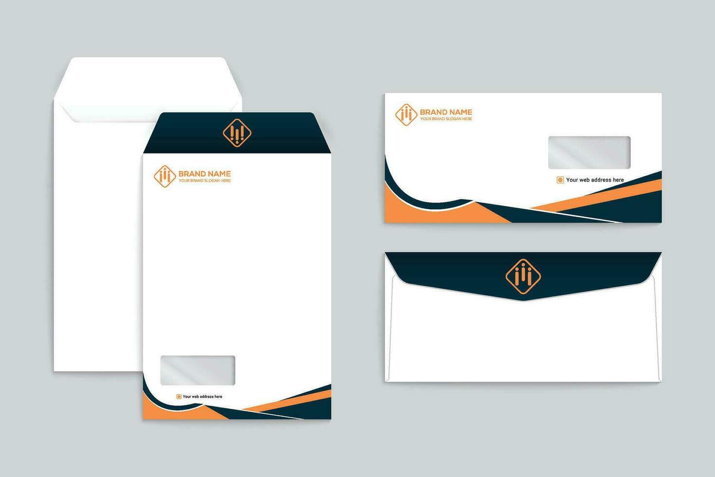 orange  and black color envelope design vector