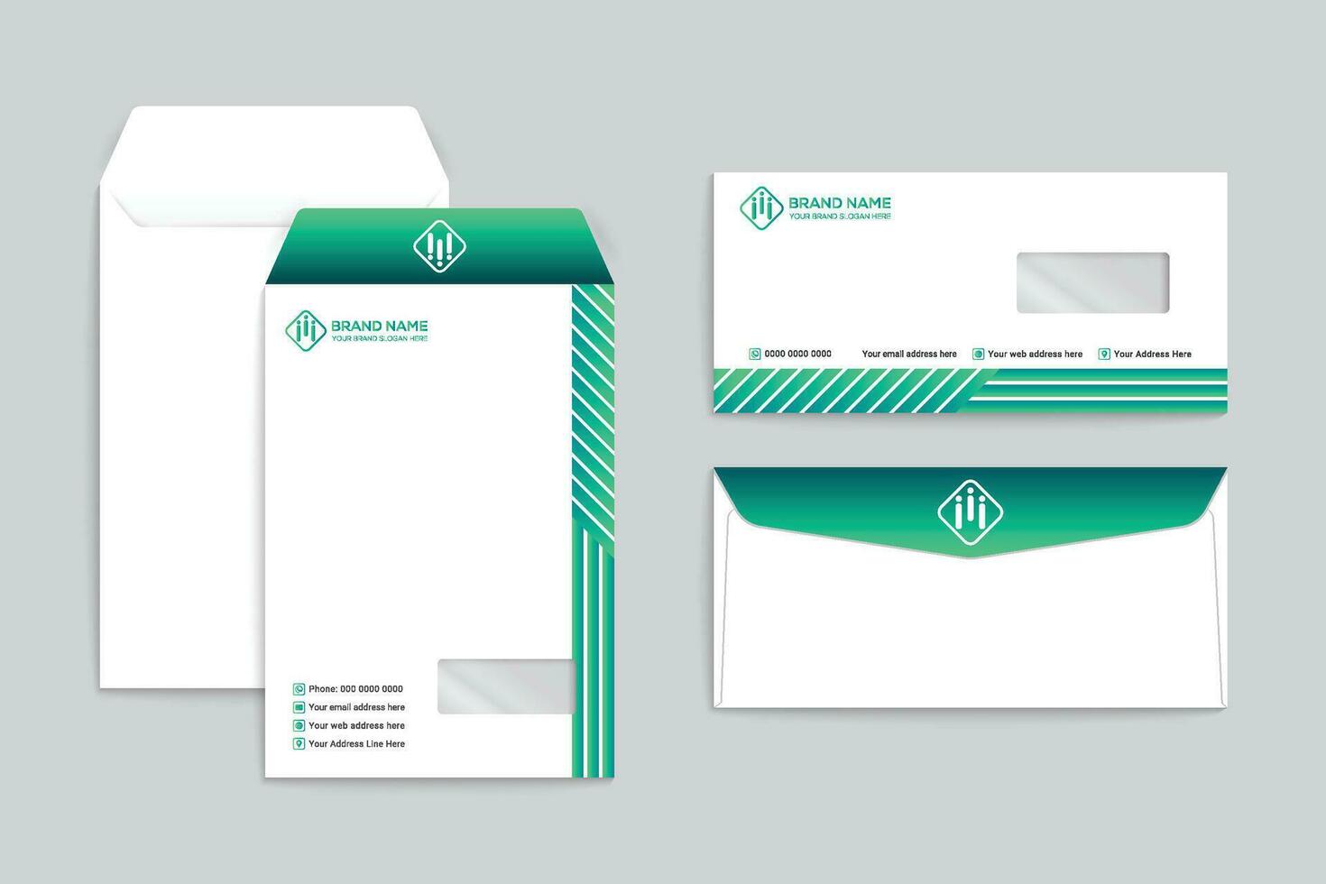 Corporate  green color envelope design vector