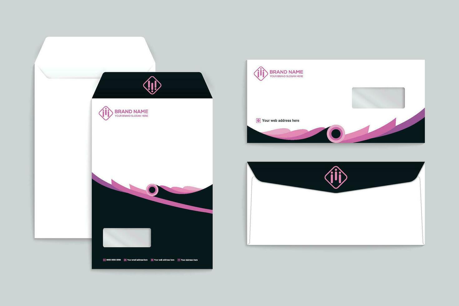 pink  and black color envelope design vector