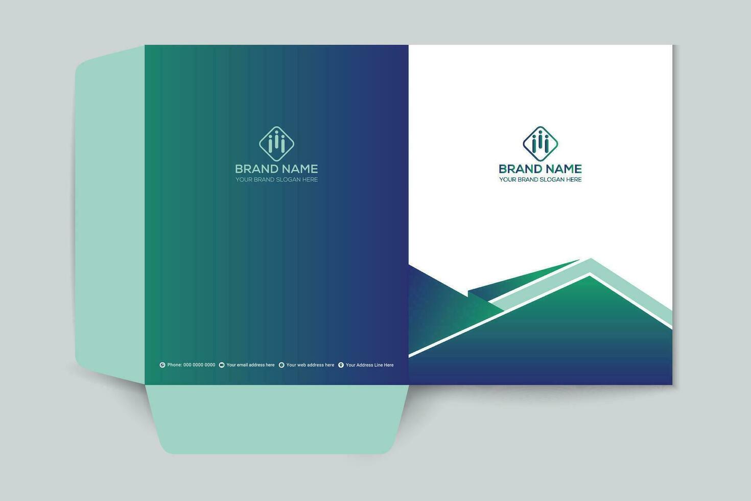 Corporate  green color presentation folder design vector