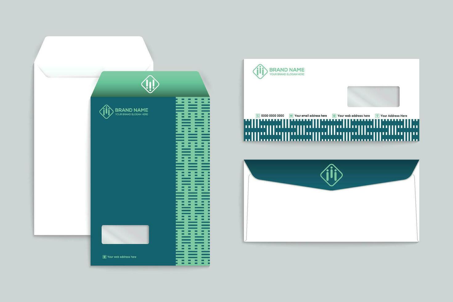 Corporate  green color envelope design vector
