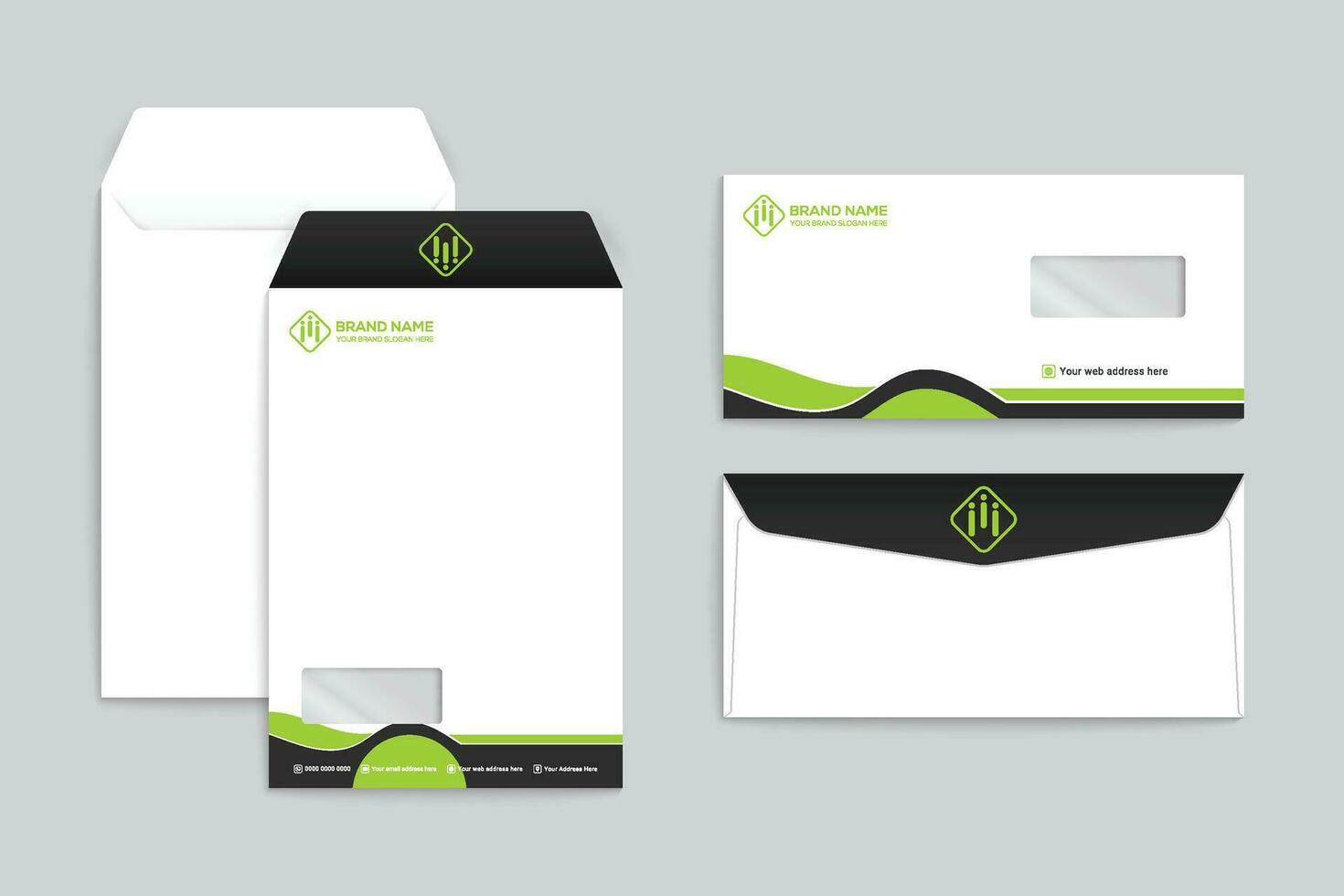 Corporate   green color envelope design vector